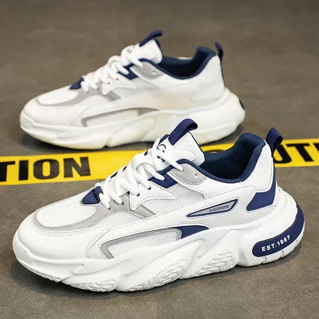 Levoire | Baskets Tendance Sportives Blanc Bleu