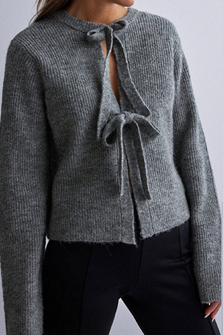 Levoire | Gilet Avec Ceinture À Nouer Et Côtes Pour Femmes Gris