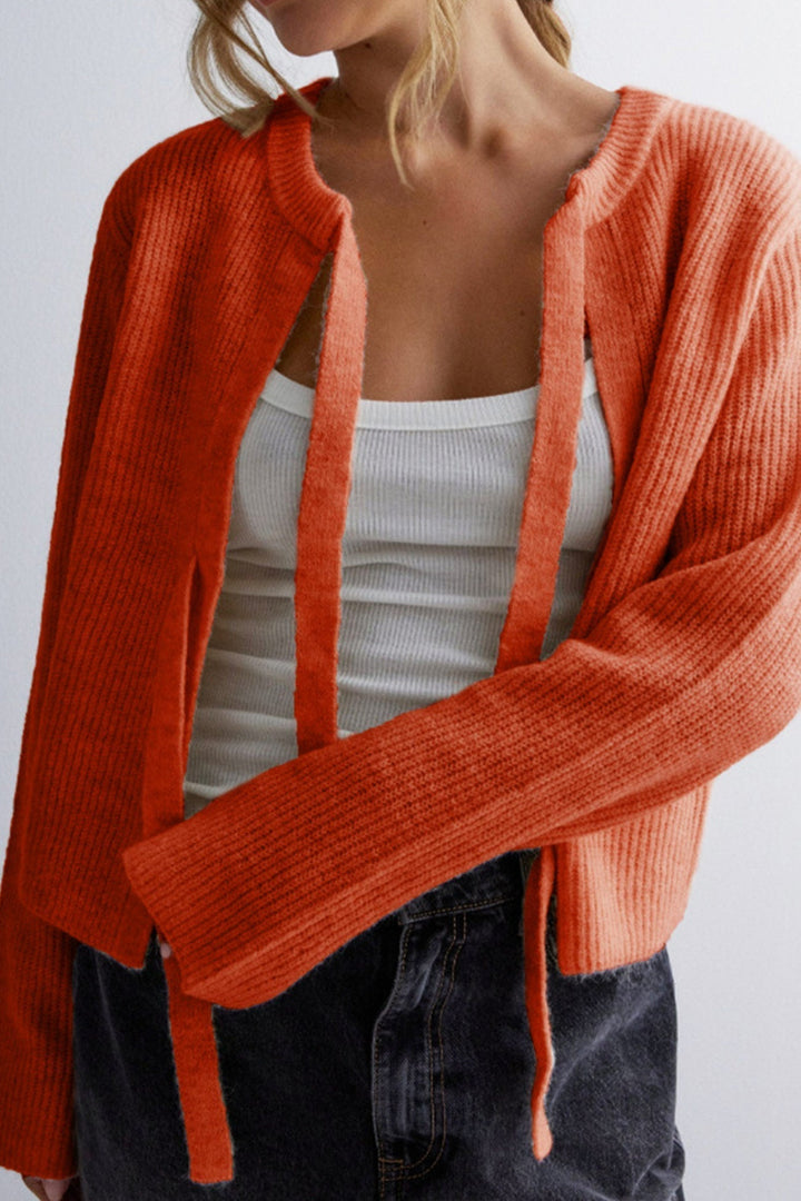 Levoire | Gilet Avec Ceinture À Nouer Et Côtes Pour Femmes Orange