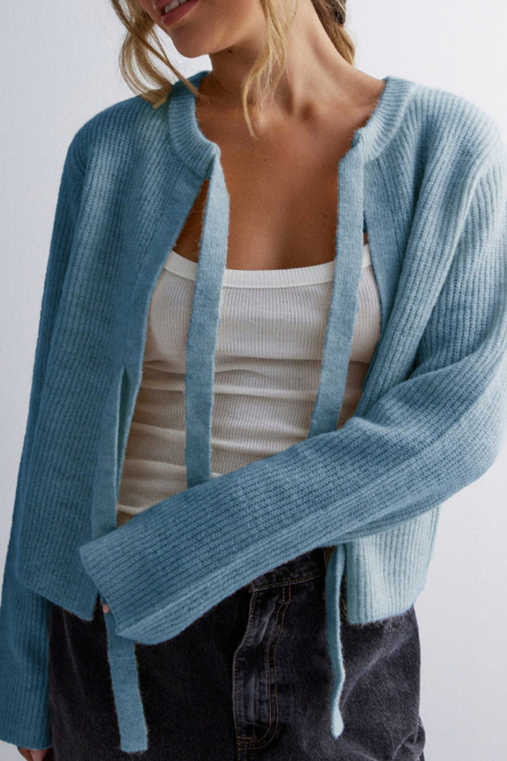 Levoire | Gilet Avec Ceinture À Nouer Et Côtes Pour Femmes Bleu clair