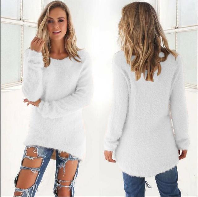Levoire | Chaleur Col Rond à Manches Longues Tricot Blanc