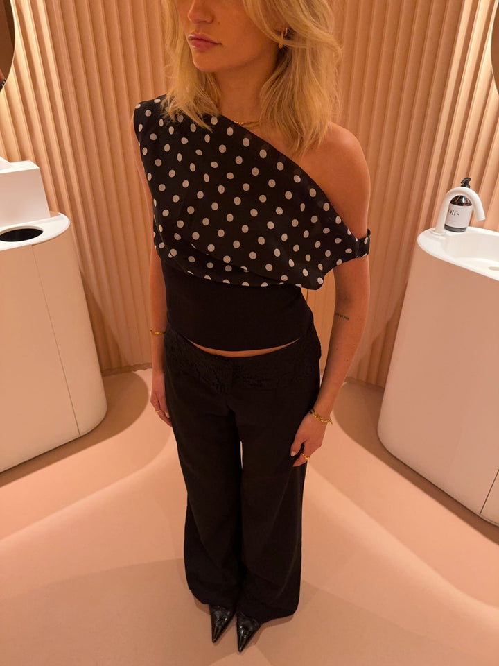 Levoire | Top À Pois Amusant & Chic Noir Blanc