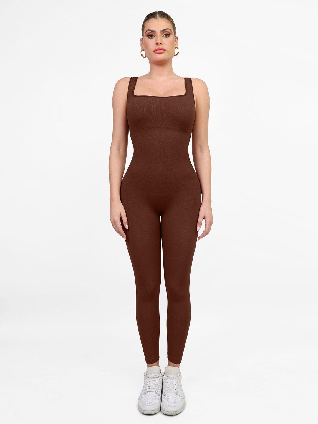 Levoire | Combinaison Femme Avec Manches Longues Sans Coutures Et Combinaison Fitness Sculptante Combinaison Braun