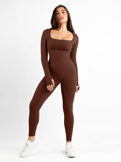 Levoire | Combinaison Femme Avec Manches Longues Sans Coutures Et Combinaison Fitness Sculptante Combinaison avec manches longues Braun