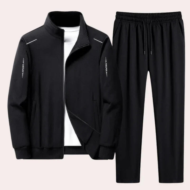 Levoire | Fermeture Éclair Ceinture Élastique Ensemble De Jogging Co Ord Pour Hommes Noir