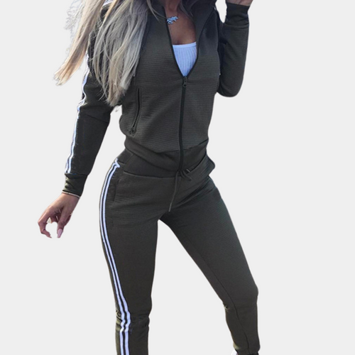 Levoire | Ensembles De Jogging Deux Pièces Pour Femmes Avec Capuche, Rayures Et Fermeture Éclair