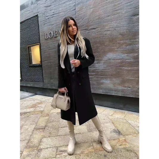 Levoire | Long Classique Avec Deux Rangées De Boutons Veste Pour Femmes Noir