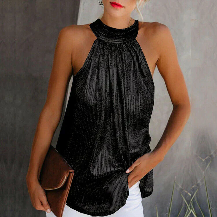 Levoire | Haut Halter Sans Manches Luxe Noir