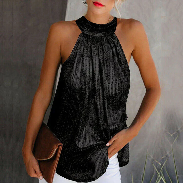 Levoire | Haut Halter Sans Manches Luxe Noir