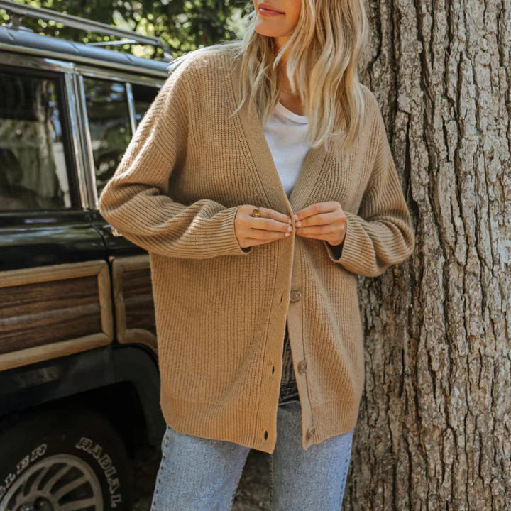 Levoire | Gilet Long En Laine Tendance Avec Boutons Pour Femmes Braun