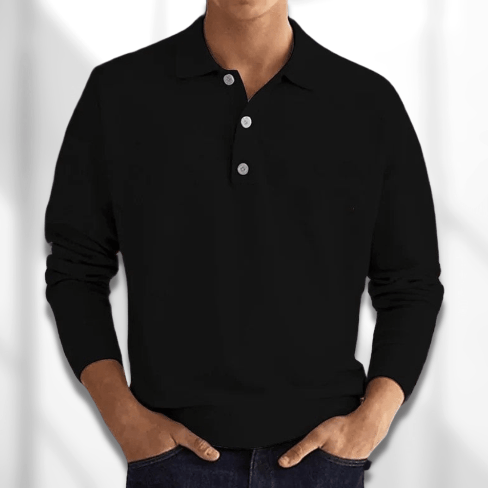 Levoire | Col À Demi Bouton Chemises À Manches Longues Vêtements Pour Hommes Noir