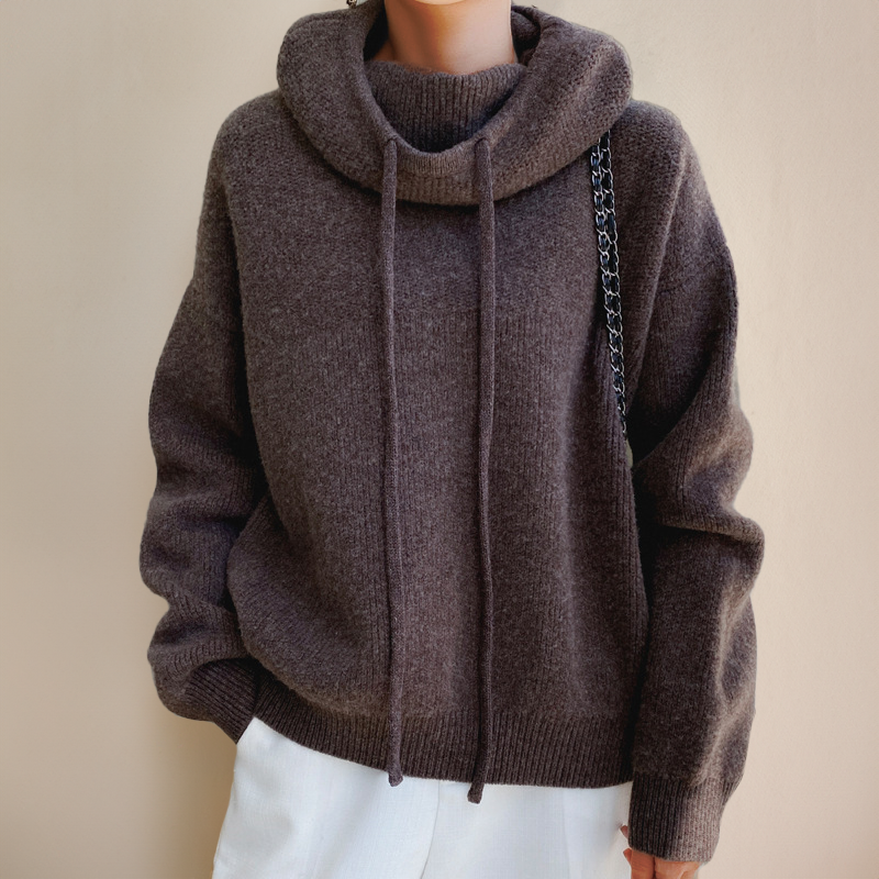 Levoire | Capuche Tricot Avec Grand Col Haut Rouille