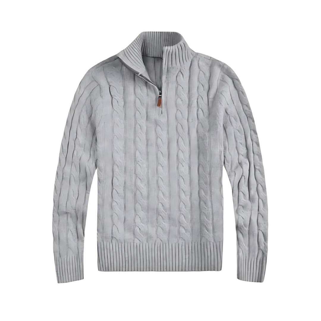 Levoire | Pull En Maille À Fermeture Éclair Quart Dans Le Dos Avec Manches Longues Pour Hommes Gris