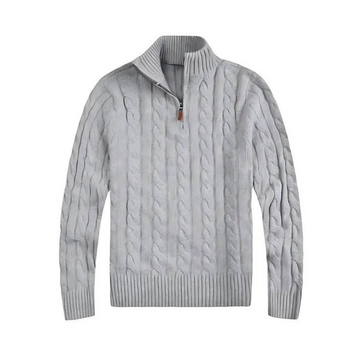 Levoire | Pull En Maille À Fermeture Éclair Quart Dans Le Dos Avec Manches Longues Pour Hommes Gris