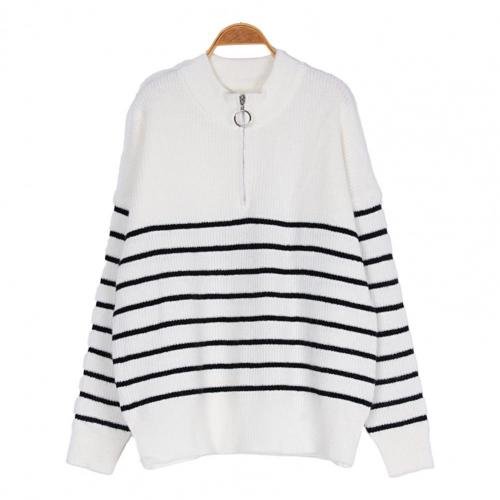 Levoire | Demi-Zip Rayé Vêtements En Tricot Pour Femmes