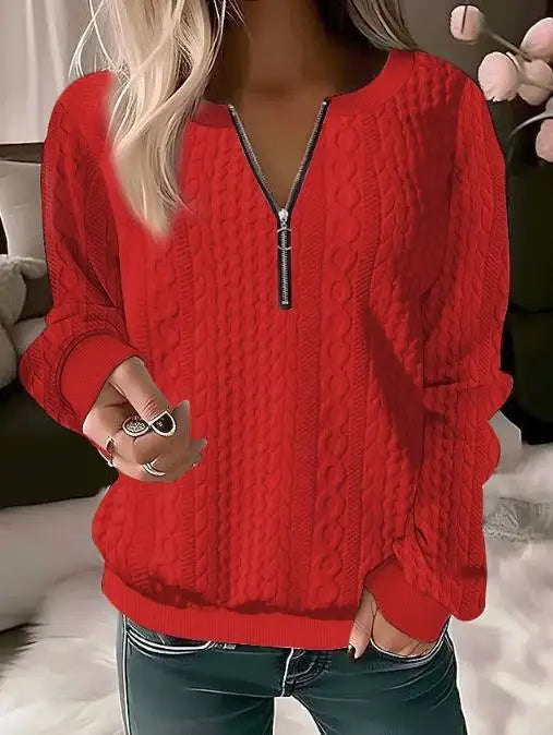 Levoire | Demi Fermeture Éclair Forme Ample Manches Longues Avec Demi Fermeture Éclair Vêtements Pour Femmes Rot