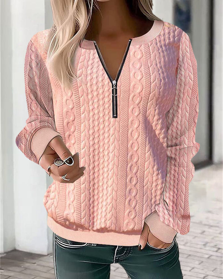 Levoire | Demi Fermeture Éclair Forme Ample Manches Longues Avec Demi Fermeture Éclair Vêtements Pour Femmes Rosa