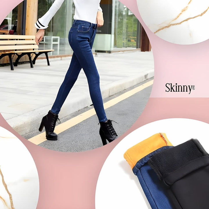 Levoire | Pantalon en jean doux avec doublure à taille haute Bleu