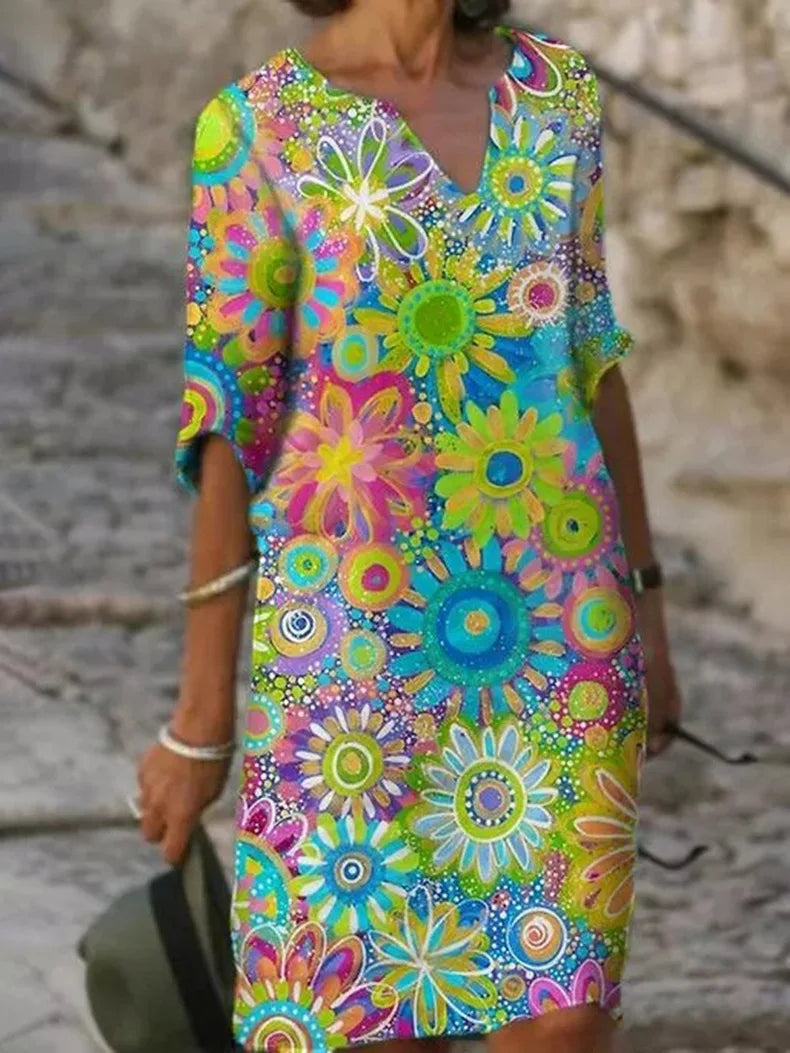 Levoire | Robe à imprimé floral avec décolleté en V Vert