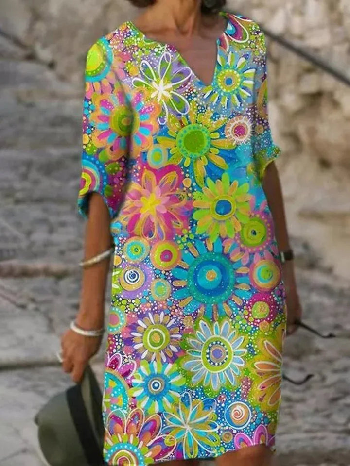 Levoire | Robe à imprimé floral avec décolleté en V Vert