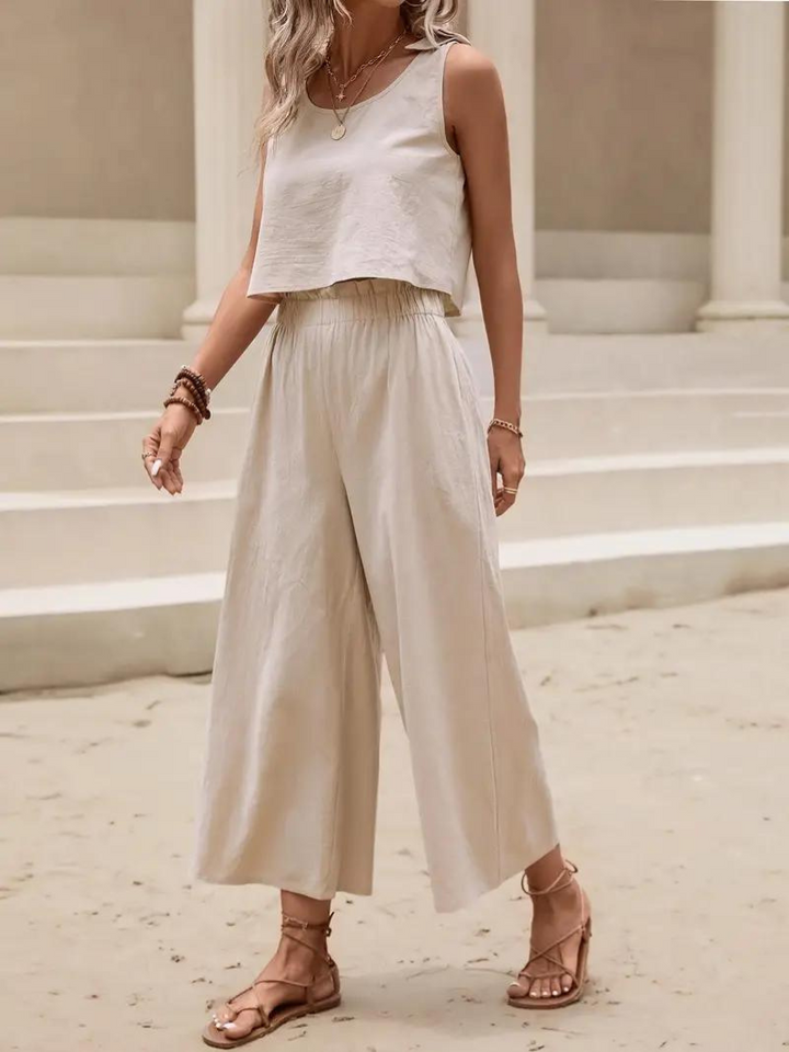 Levoire | Ensemble, Ajusté, Coupe Ample, Pantalon À Jambes Larges, Vêtements D'Été