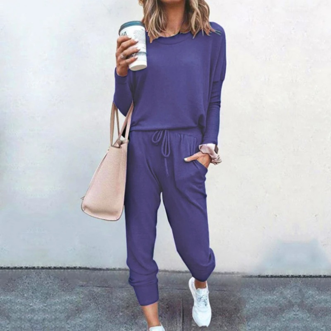 Levoire | Ensemble Coupe Décontractée Manches Longues Ensemble De Détente Femme Survêtement Lilas