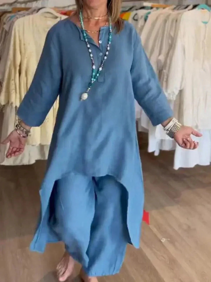 Levoire | Modèle Décontracté Vêtements En Lin Adaptés Vêtements Pour Femmes Bleu