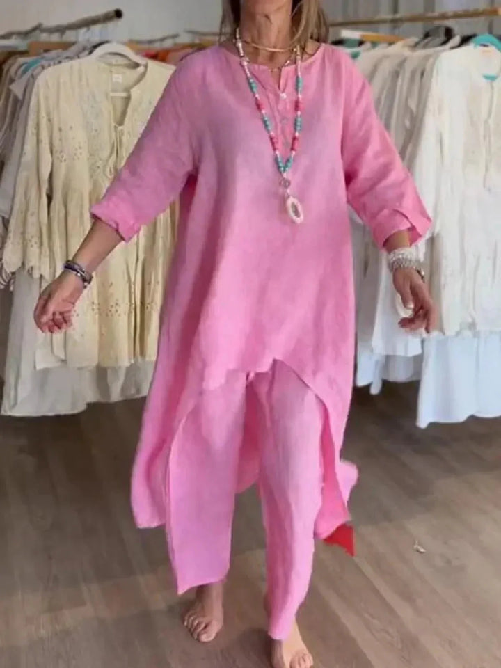 Levoire | Modèle Décontracté Vêtements En Lin Adaptés Vêtements Pour Femmes Rose