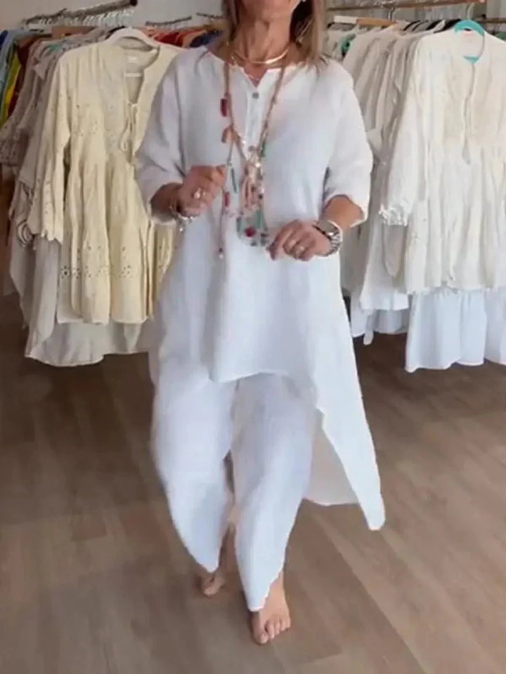 Levoire | Modèle Décontracté Vêtements En Lin Adaptés Vêtements Pour Femmes Blanc
