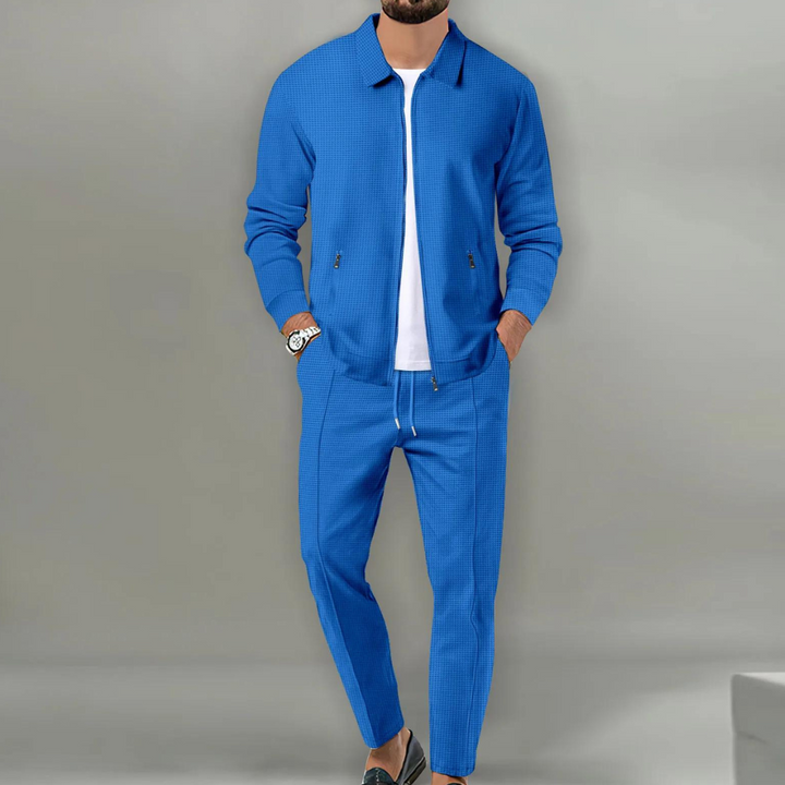 Levoire | Slim Fit Manches Longues Ensemble D'Entraînement Vêtements Pour Hommes Bleu