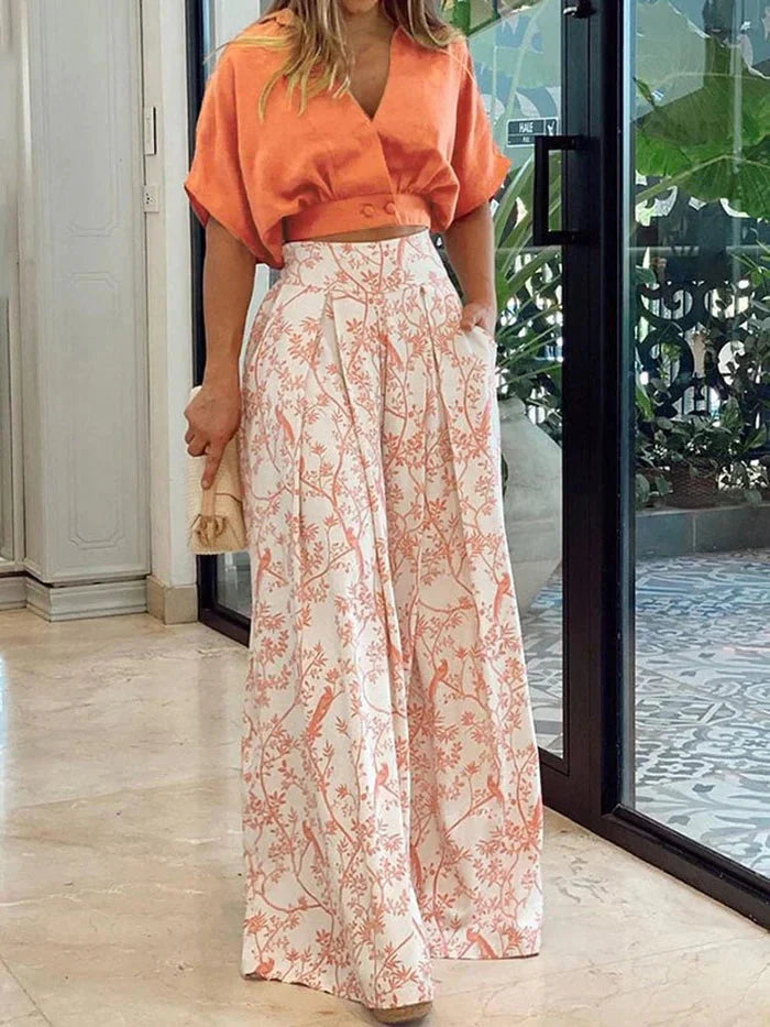 Levoire | Pantalon Ample Ajusté Avec Jambes Larges Vêtements Pour Femmes Orange