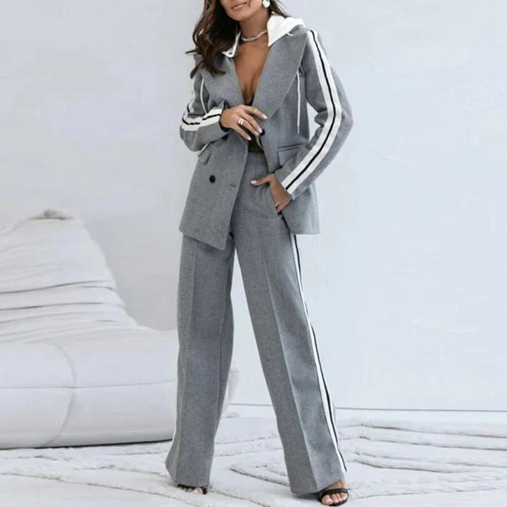 Levoire | Pantalons Larges Décontractés Ensemble Blazer Ensemble Femmes Gris