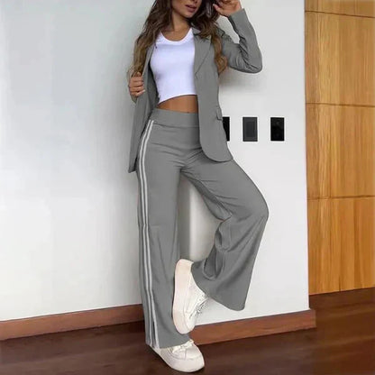 Levoire | Blazer Décontracté Et Pantalon À Coupe Large Pour Femmes Gris