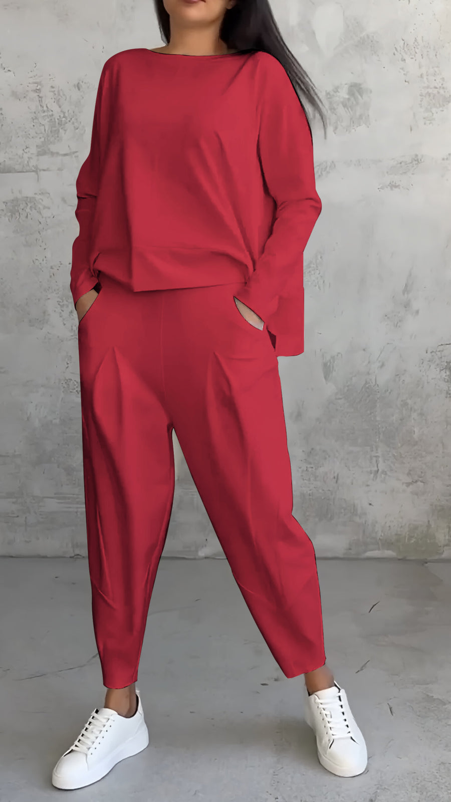 Levoire | Décontracté Femmes Avec Manches Longues Et Coupe Ample Rot