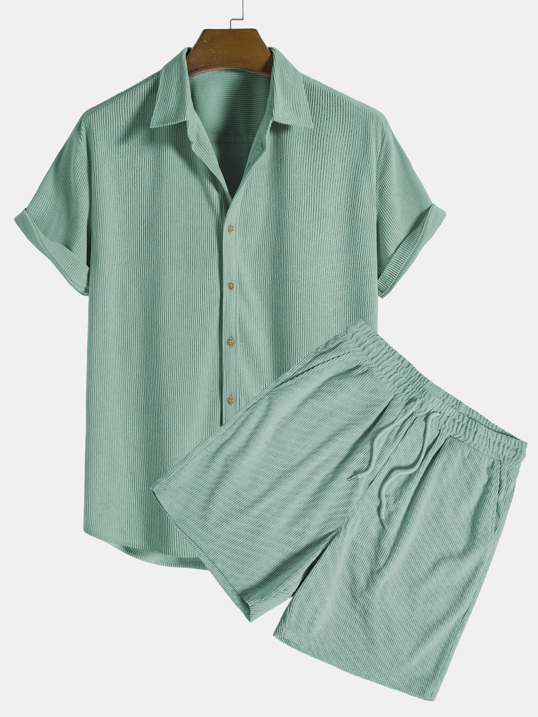 Levoire | Ensemble Chemise À Manches Courtes Et Shorts Collection Homme Vert