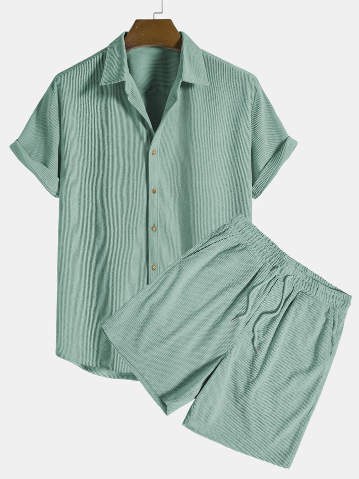 Levoire | Ensemble Chemise À Manches Courtes Et Shorts Collection Homme Vert
