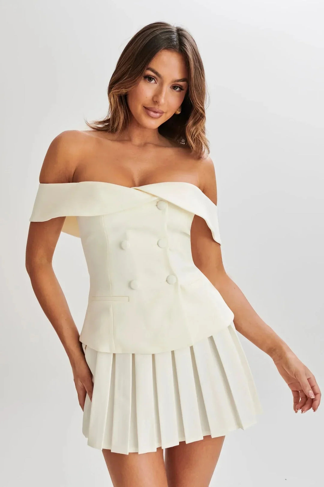 Levoire | Jupe Mini À Épaules Dénudées Et Top Vêtements Femmes