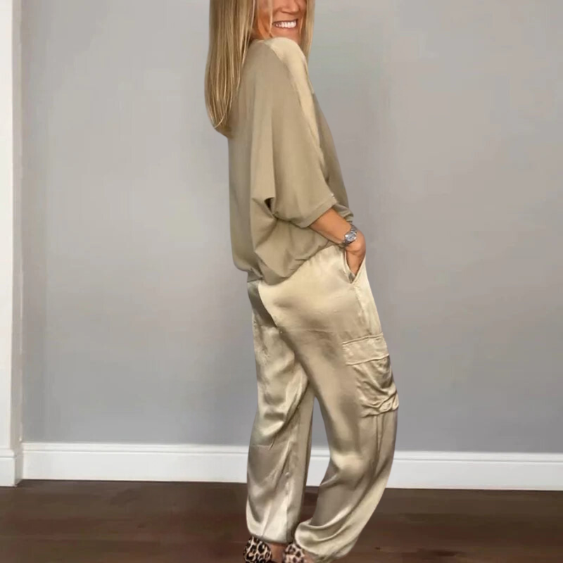Levoire | Lot Satin Coupe Ample Pantalon Cargo Vêtements Femme