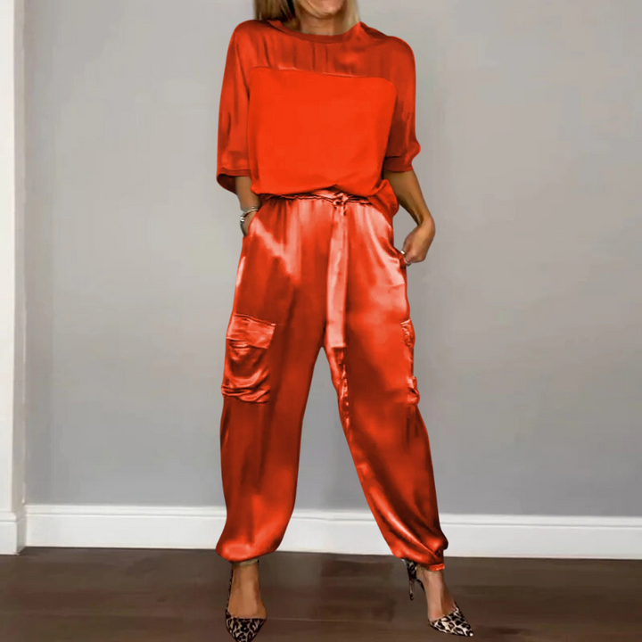 Levoire | Lot Satin Coupe Ample Pantalon Cargo Vêtements Femme Rot