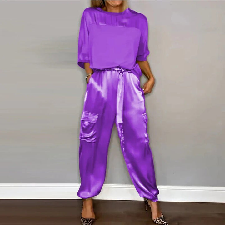Levoire | Lot Satin Coupe Ample Pantalon Cargo Vêtements Femme Lila