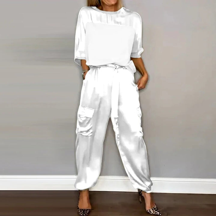 Levoire | Lot Satin Coupe Ample Pantalon Cargo Vêtements Femme Blanc