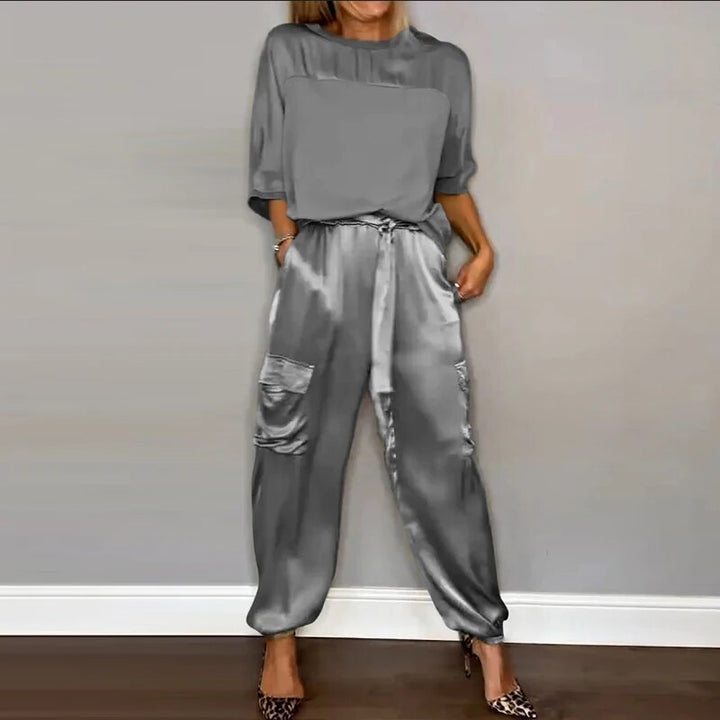 Levoire | Lot Satin Coupe Ample Pantalon Cargo Vêtements Femme Gris