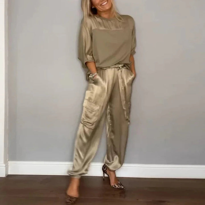 Levoire | Lot Satin Coupe Ample Pantalon Cargo Vêtements Femme Or