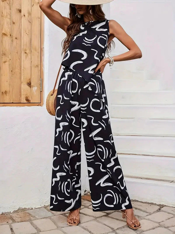 Levoire | Pantalons Larges Taille Haute Ensemble Assorti Vêtements Pour Femmes Noir