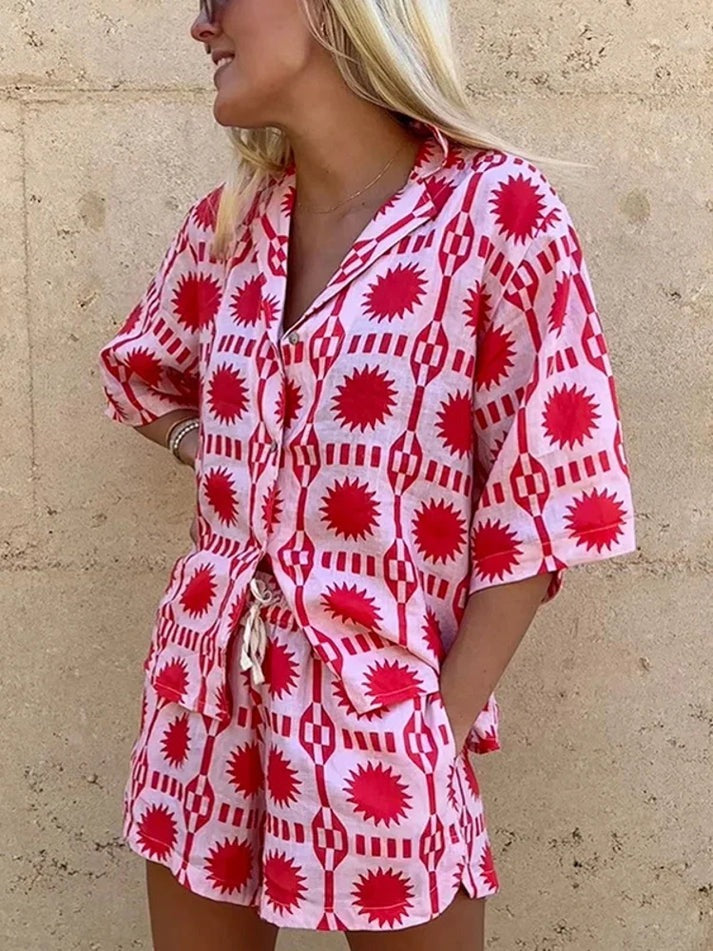 Levoire | Ensemble D'Été Modèle Large Shorts Et Chemise Ensemble Composé Pour Femmes