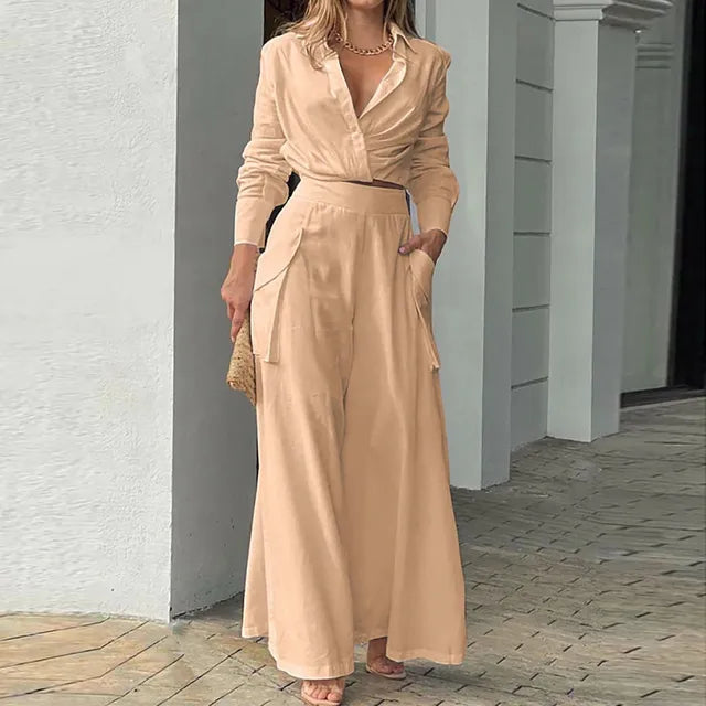 Levoire | Ensemble de chemise et pantalon élégant Orange chaud
