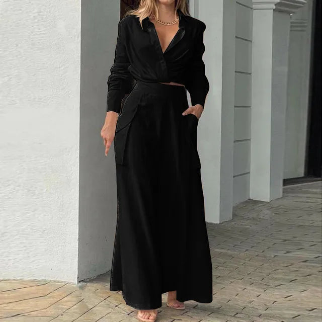 Levoire | Ensemble de chemise et pantalon élégant Noir