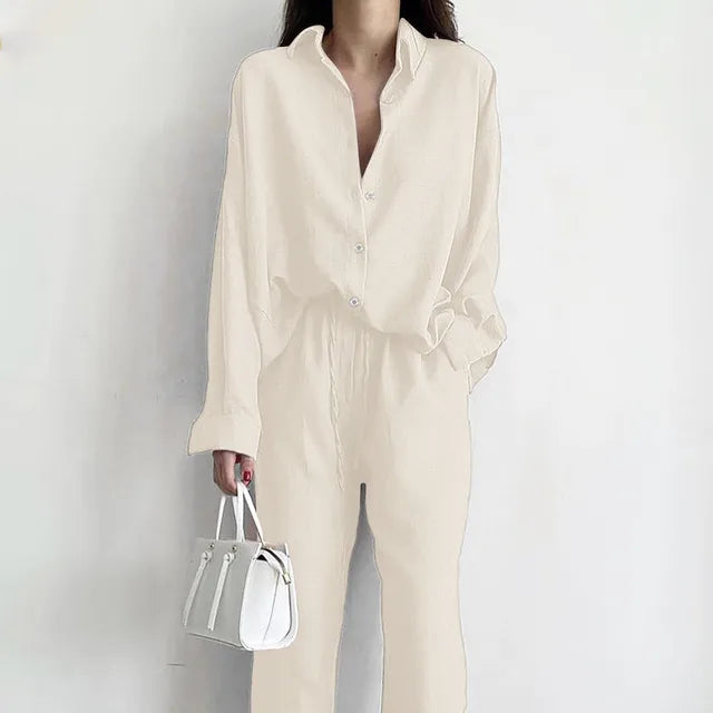 Levoire | Ensemble de chemise et pantalon élégant Beige