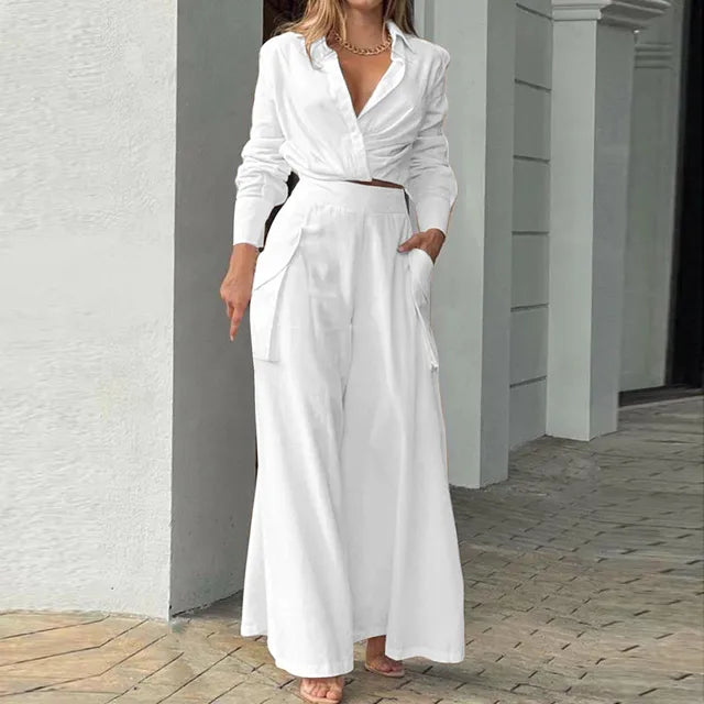Levoire | Ensemble de chemise et pantalon élégant Blanc