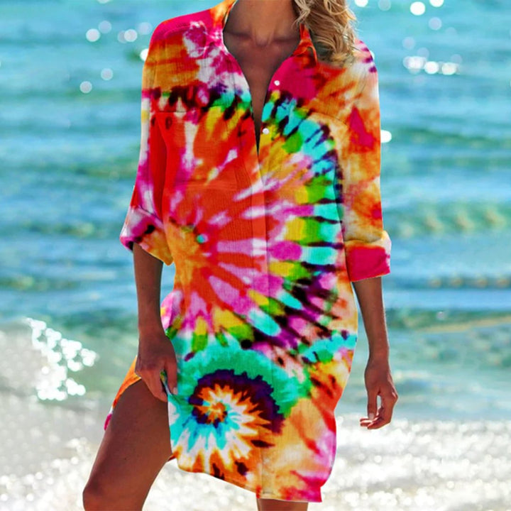 Levoire | Robe chemise classique Orange tie dye